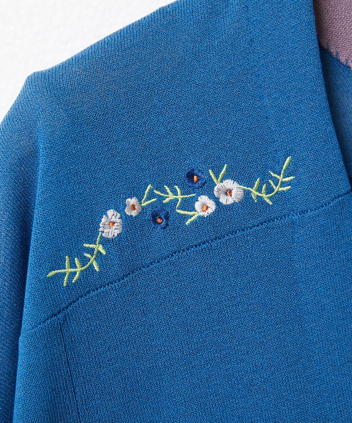 Flor フラワー刺繍トッパーカーディガン セール】Flor フラワー刺繍トッパーカーディガン（カーディガン