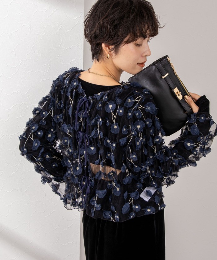 【専用】ノーリーズ　ウォッシャブルチュール刺繍2WAYブラウス セール 40%OFF】《セットアップ対応》ウォッシャブルチュール