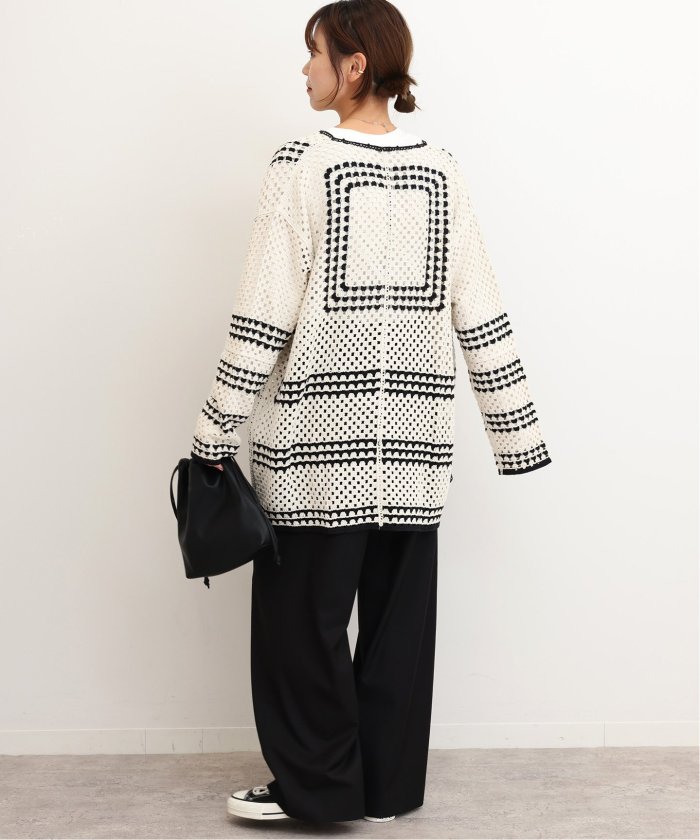 JOURNAL STANDARD relume -  クロシェラインVネック カーディガン ベージュ 追加8》クロシェラインVネックカーディガン（カーディガン