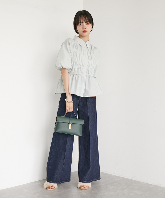 Amazon | [ビス] シャツ シャーリングバルーンシャツ レディース
