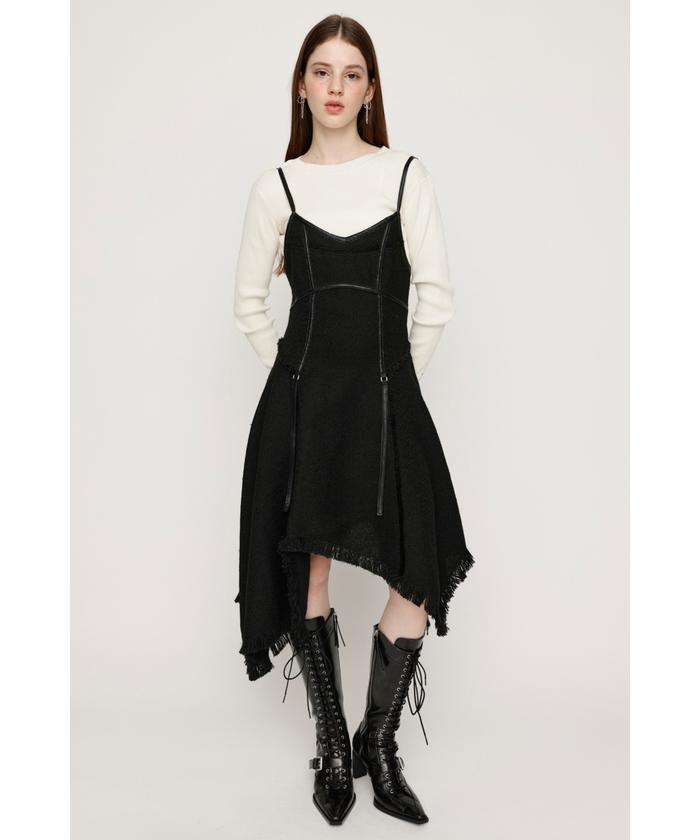 SLY/RIPPED EDGE CAMIアシンメトリー ドレス黒|ノースリーブ SLY/RIPPED EDGE CAMIアシンメトリー ドレス黒|ノースリーブ