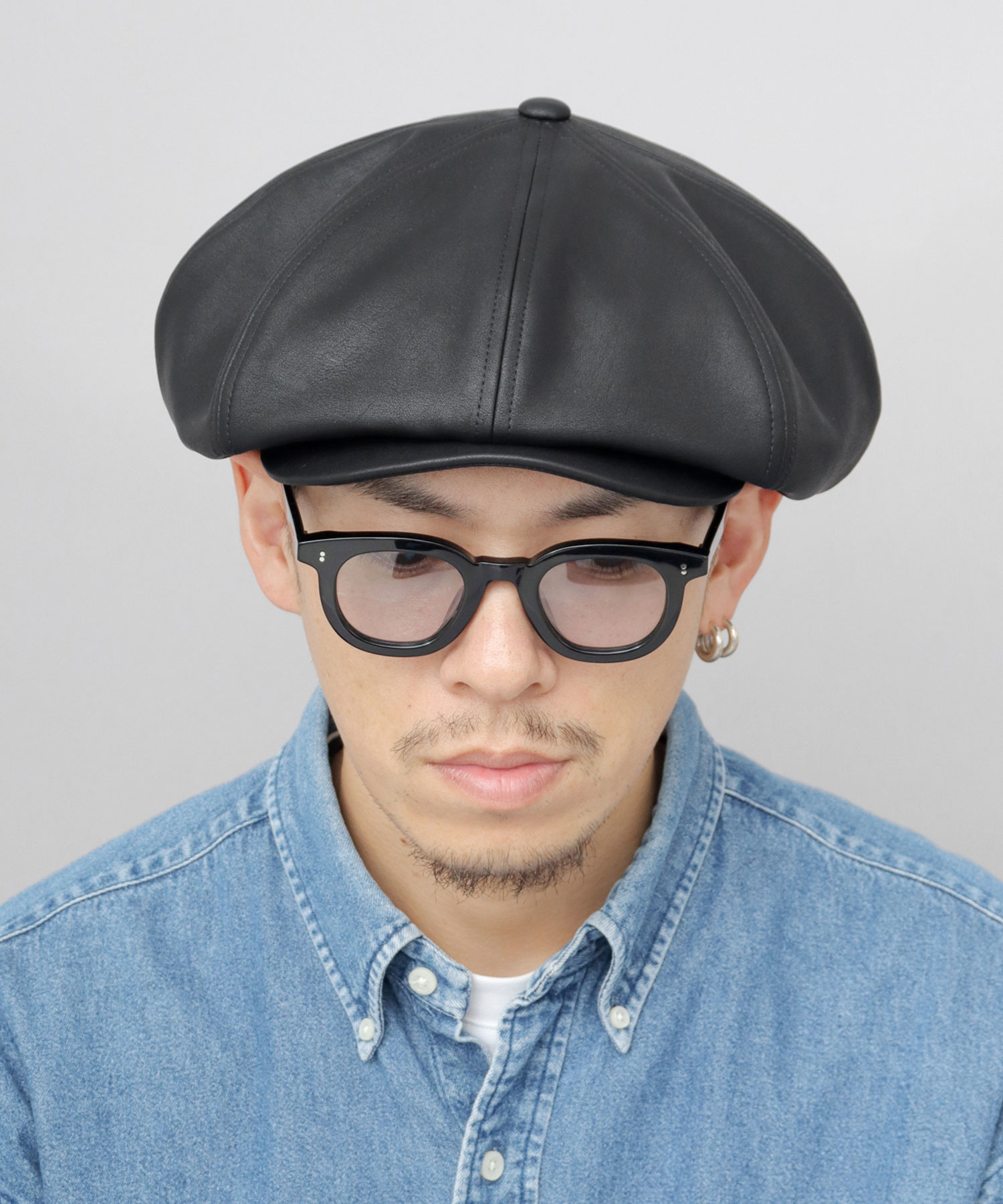 ハンチング帽 PUレザー 黒色 ユニセックス 春秋冬 ベレー帽 若 ハンチング帽 PUレザー 黒色 ユニセックス 春秋冬 ベレー帽 若