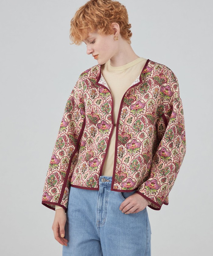 セール 40%OFF】ポリエステルプリント クルーネックブルゾン セール 40%OFF】ポリエステルプリント クルーネックブルゾン
