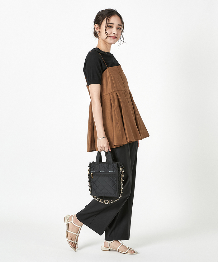 CHAIN MINI N/S TOTEブラックチェーンキルト(506676293 CHAIN MINI N/S TOTEブラックチェーンキルト(506676293