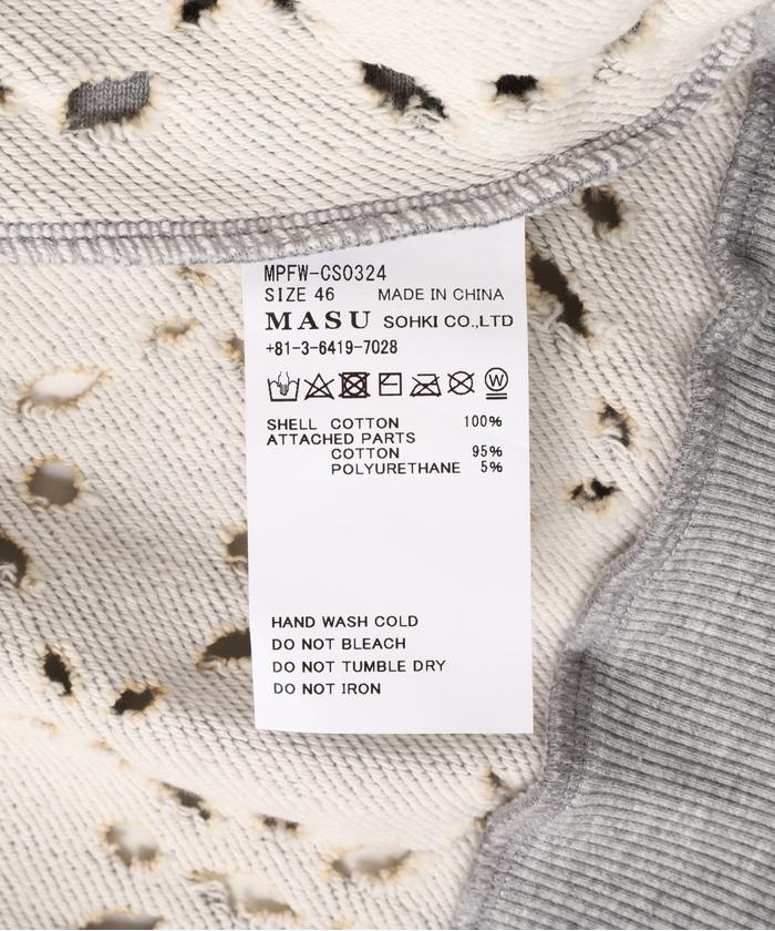 MASU/エムエーエスユー/FLOWER HOLE ZIP-UP SWEAT PARKA/MPFW MASU/エムエーエスユー/FLOWER HOLE ZIP-UP SWEAT PARKA/MPFW