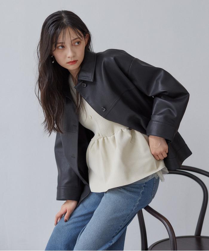 プロポーションボディドレッシング ・前後2wayシアー切り替えペプラムニット新品 プロポーションボディドレッシング PROPORTION BODY DRESSING
