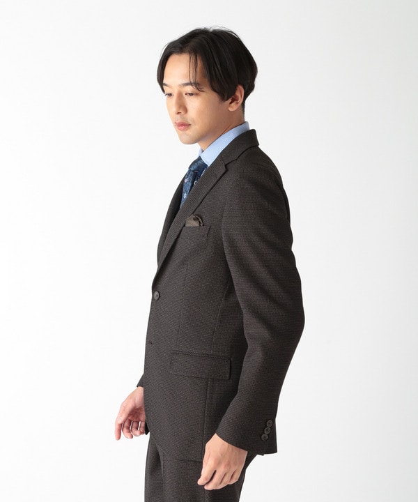 セール】ウール調ポリエステル千鳥格子柄スーツジャケット（同