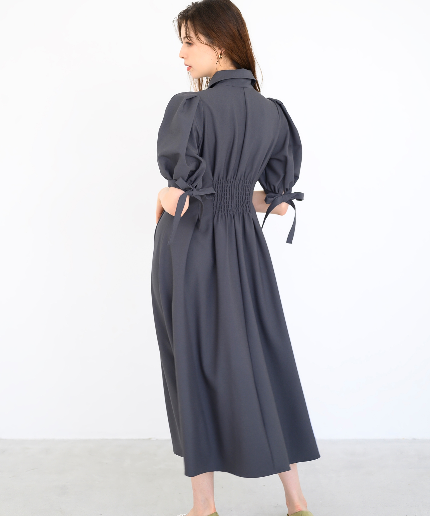 ミッシュマッシュ♡後ろレースリボンシャツワンピース セール】ミッシュマッシュ MISCH MASCH 脇レース袖リボン