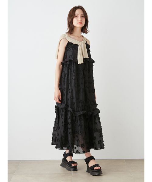 セール 50%OFF】カットジャガードボリュームキャミワンピース