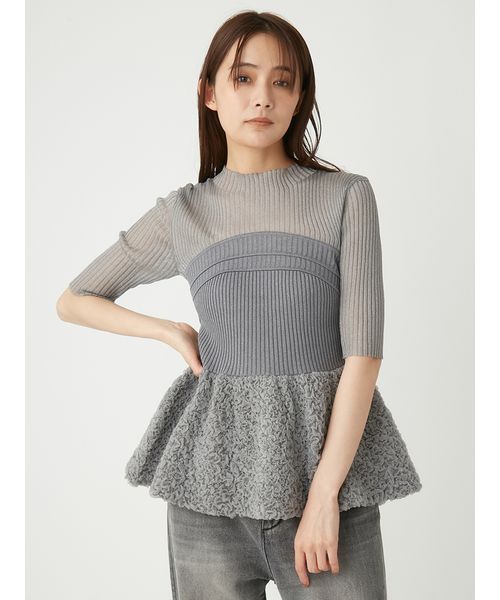 【サイズ交換ＯＫ】 セール 50%OFF】シュリンクジャガードペプラムニット(506778605 トップス
