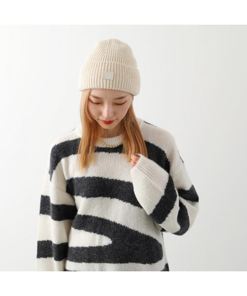 Acne Studios ニット帽 C40270 スモールFaceロゴ ビーニー Acne Studios ニット帽 C40270 スモールFaceロゴ ビーニー