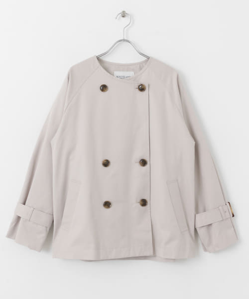 セール 50%OFF】撥水ノーカラーショートトレンチコート