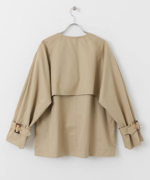 セール 50%OFF】撥水ノーカラーショートトレンチコート