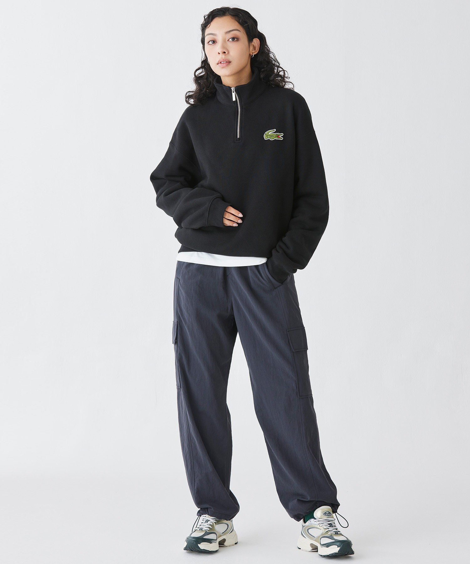 関税込◆Lacoste◆ラコステ ジップカラースウェットシャツ LACOSTE ラコステ スウェット メンズ ジップアップ ハイネック