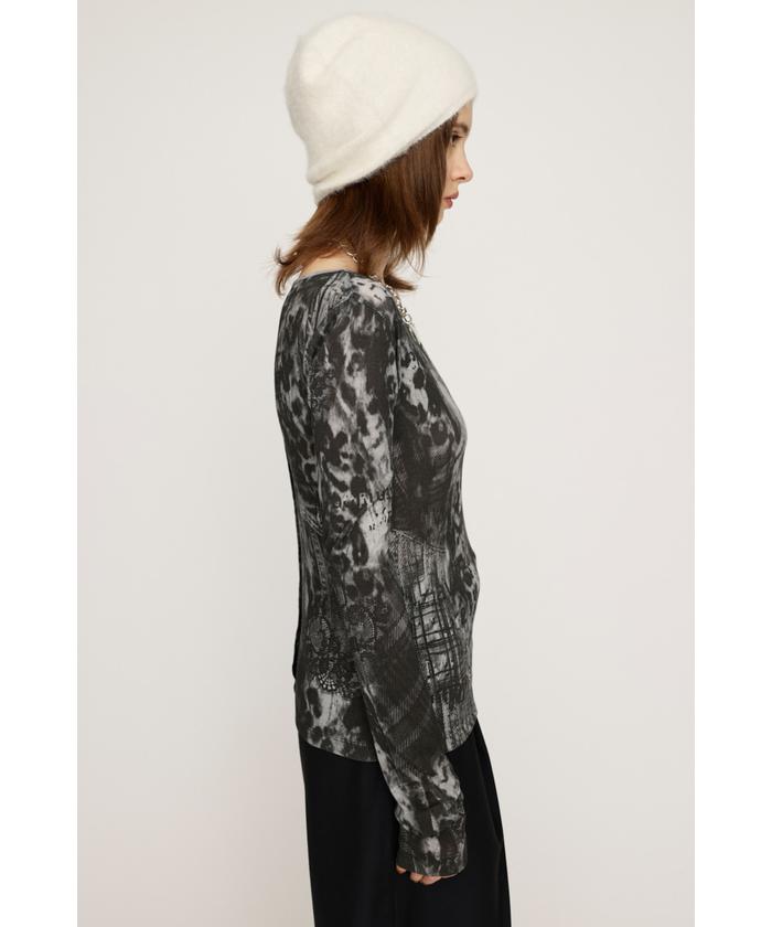 SLY | BLURRING LEOPARD CUT トップス (Tシャツ・カットソー |長袖 SLY | BLURRING LEOPARD CUT トップス (Tシャツ・カットソー |長袖
