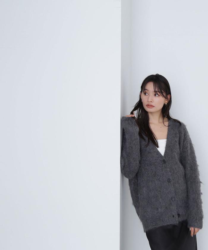 セール】＜起毛ニットシリーズ＞Vネックカーディガン 24AW