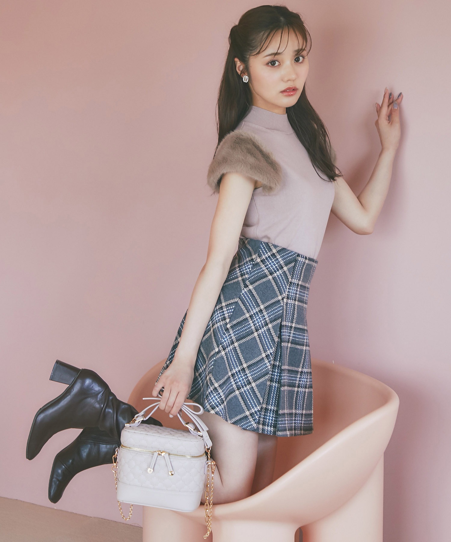 トッコクローゼット tocco closet ファースリーブ切り替えニット
