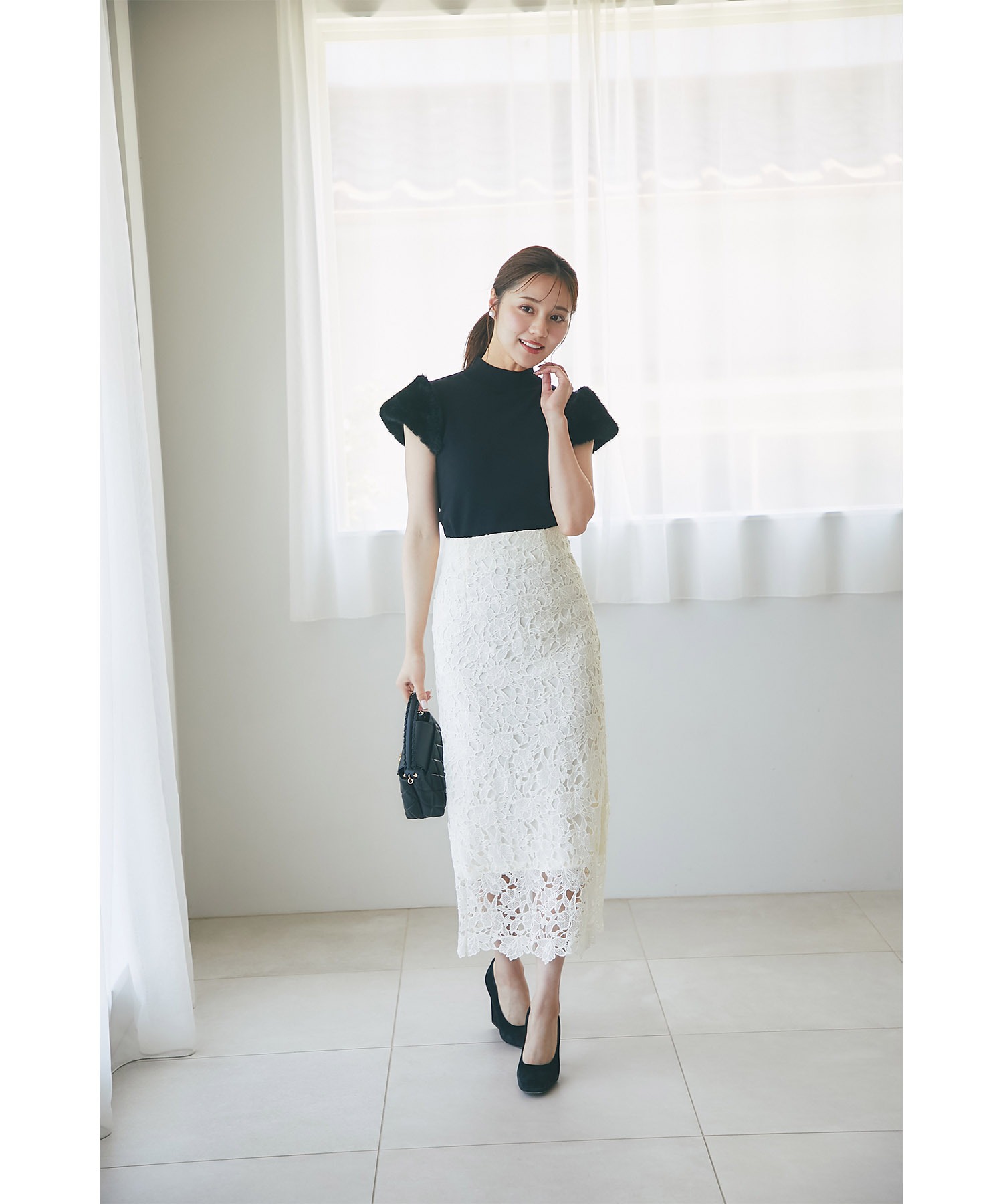 トッコクローゼット tocco closet ファースリーブ切り替えニット