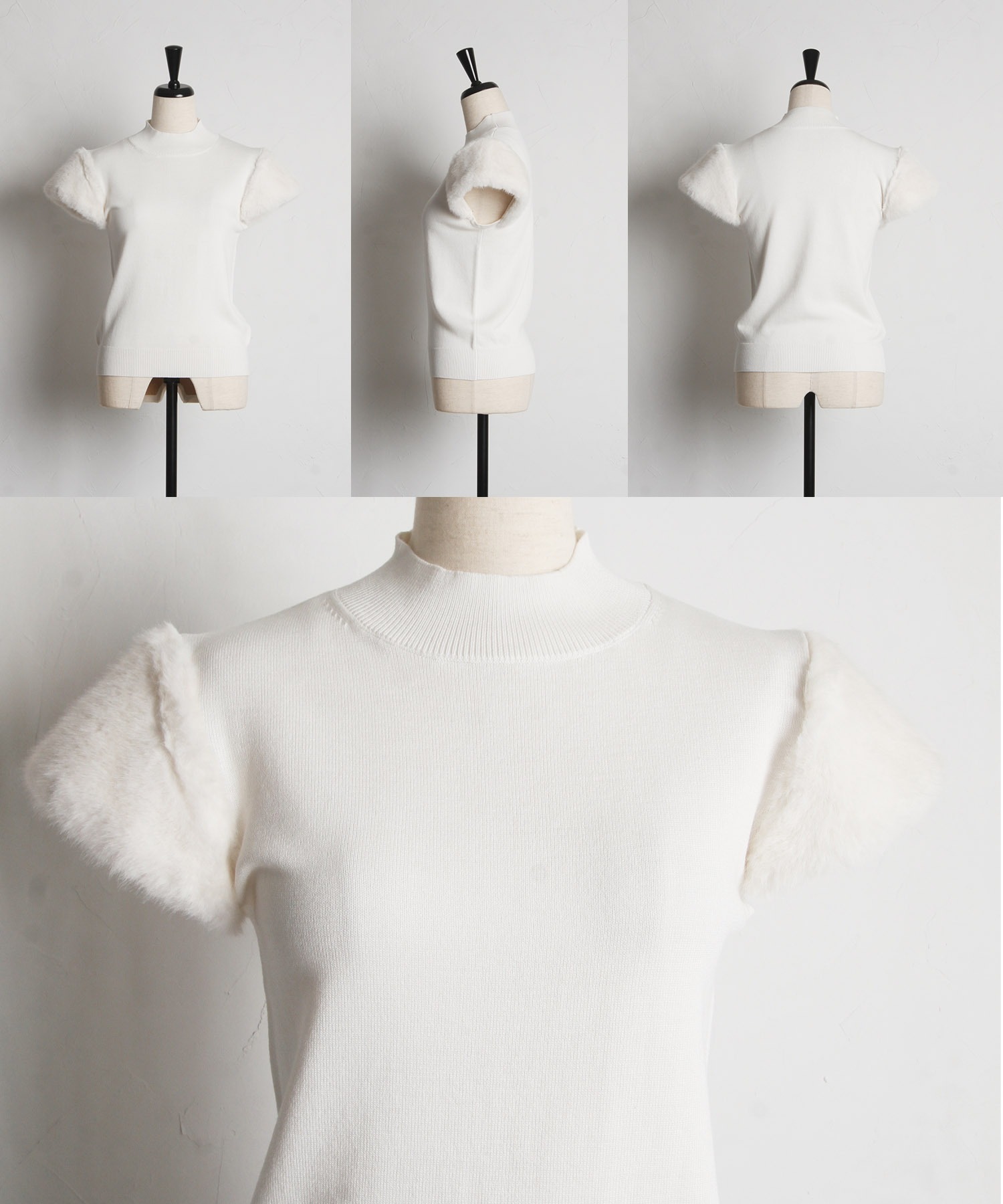 トッコクローゼット tocco closet ファースリーブ切り替えニット