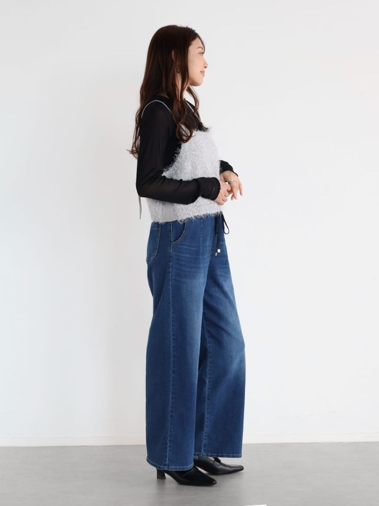 セール】ヴァン Vin ドロストデニムストレッチワイドパンツ