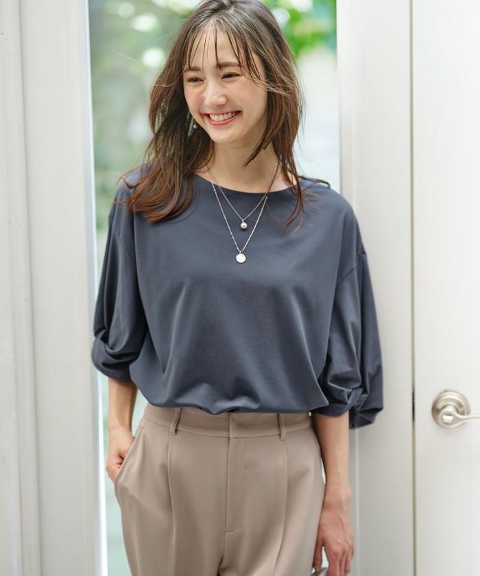 セール 50%OFF】シルケットスムースツイストスリーブ カットソー