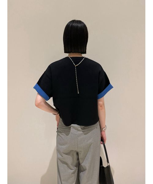 2サイズダブルフェイス配色ニットプルオーバー(ニット