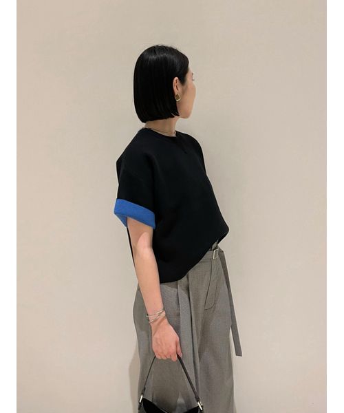 セール】2サイズダブルフェイス配色ニットプルオーバー