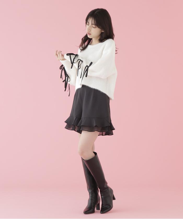 セール 20%OFF】フィルムラメスリーブリボンニット(506823506