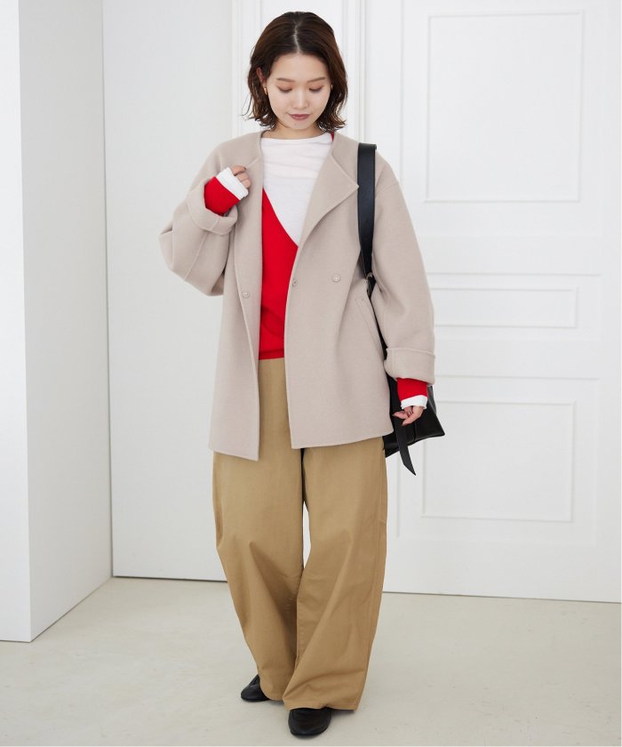 セール 30%OFF】souple woolダブルフェイスノーカラーコート セール 30%OFF】souple woolダブルフェイスノーカラーコート