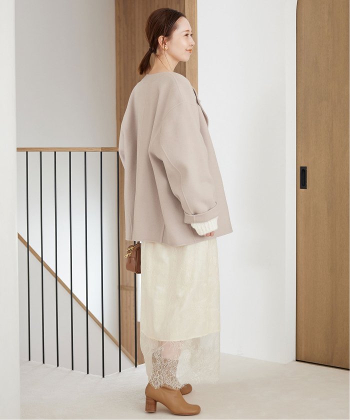 セール 30%OFF】souple woolダブルフェイスノーカラーコート セール 30%OFF】souple woolダブルフェイスノーカラーコート