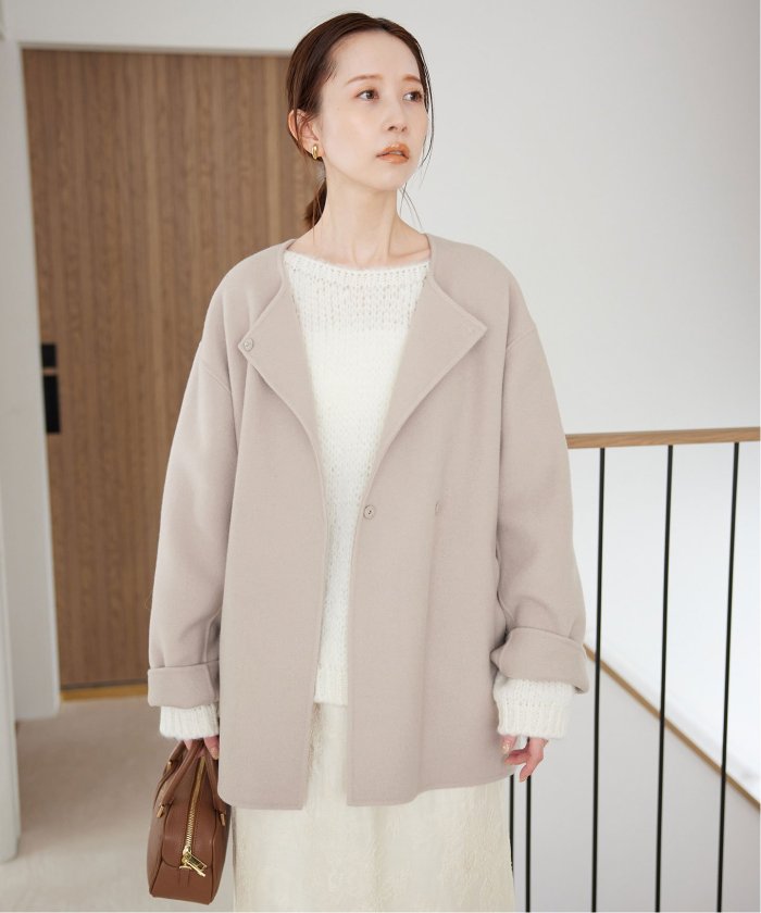 セール 30%OFF】souple woolダブルフェイスノーカラーコート セール 30%OFF】souple woolダブルフェイスノーカラーコート