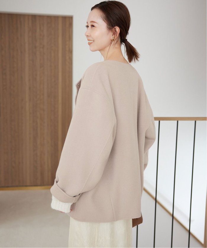 セール 30%OFF】souple woolダブルフェイスノーカラーコート セール 30%OFF】souple woolダブルフェイスノーカラーコート