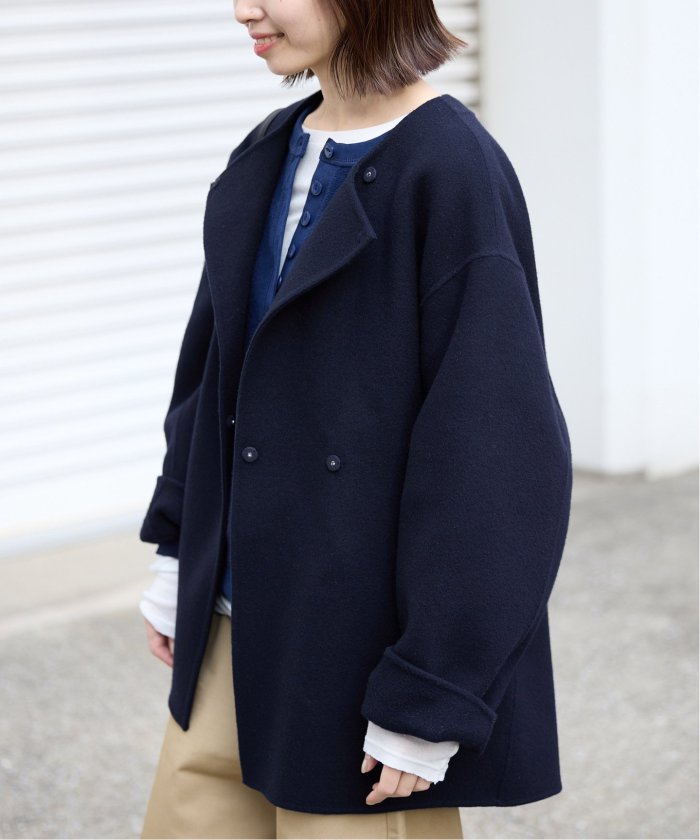 セール 30%OFF】souple woolダブルフェイスノーカラーコート セール 30%OFF】souple woolダブルフェイスノーカラーコート