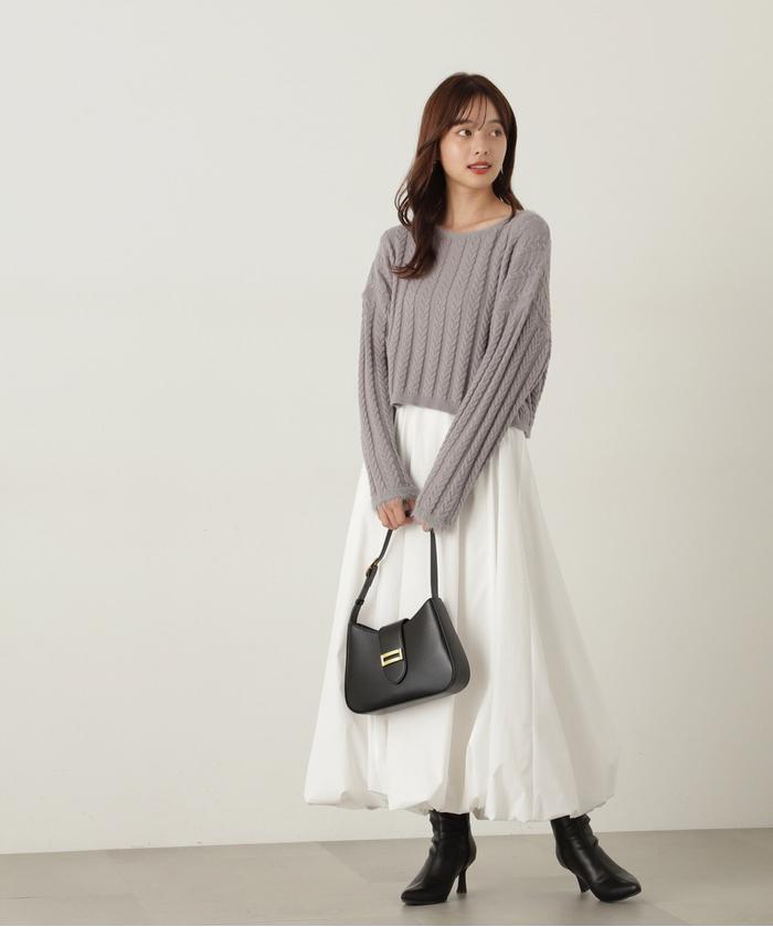 PROPORTION BODY DRESSING - 短丈ケーブルニット / グレー 楽天市場】短丈ケーブルニット 24AW／プロポーション ボディ