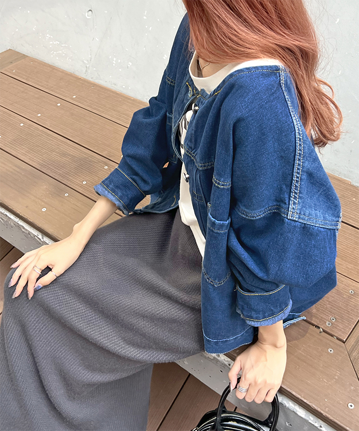 TRIFLE ファー付きデニムジャケット フリーサイズ