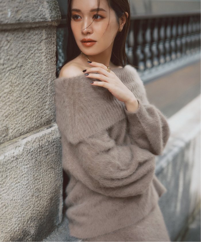 セール 30%OFF】【NOBLE×L'AUBE BLANC】FOX/カシミヤオフ セール 30%OFF】【NOBLE×L'AUBE BLANC】FOX/カシミヤオフ