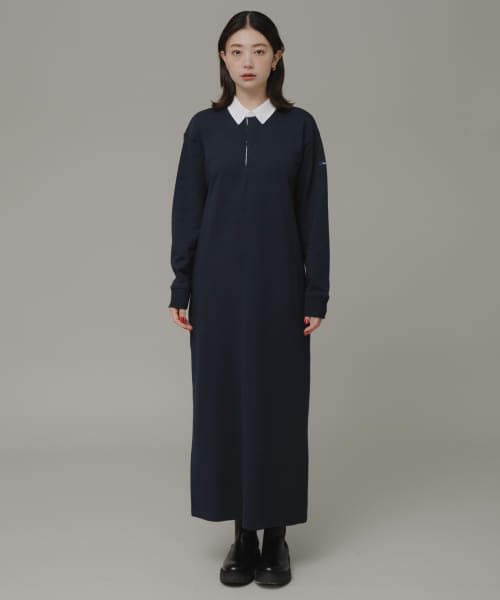 仲里依紗　RE. ✨BIGラガーシャツワンピ　イエロー　ネイビー 仲里依紗のブランドre. のビッグラガーシャツワンピ yellow×navy