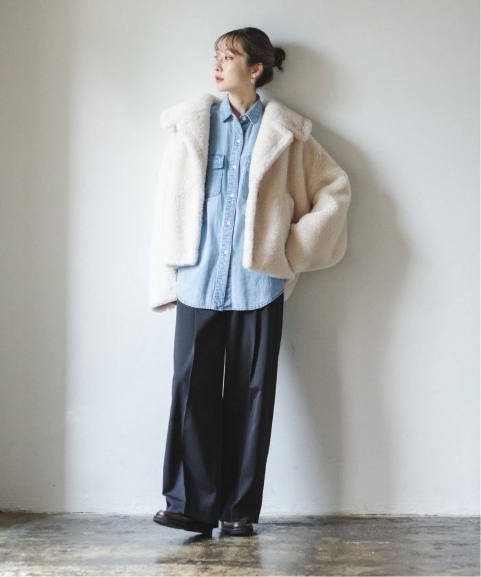 セール 30%OFF】スノーボアビッグカラーコート(506840619 セール 30%OFF】スノーボアビッグカラーコート(506840619