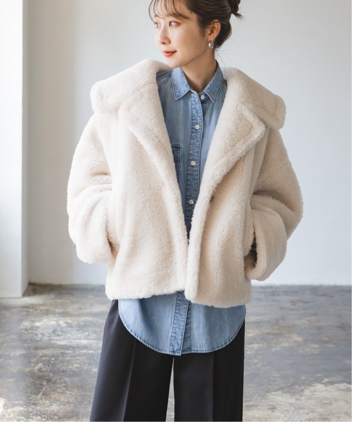 セール 30%OFF】スノーボアビッグカラーコート(506840619 セール 30%OFF】スノーボアビッグカラーコート(506840619