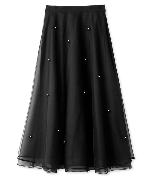 【新品】セルフォード リボンパールチュールスカート 黒 36 新品】セルフォード リボンパールチュールスカート 黒 36 骨格別