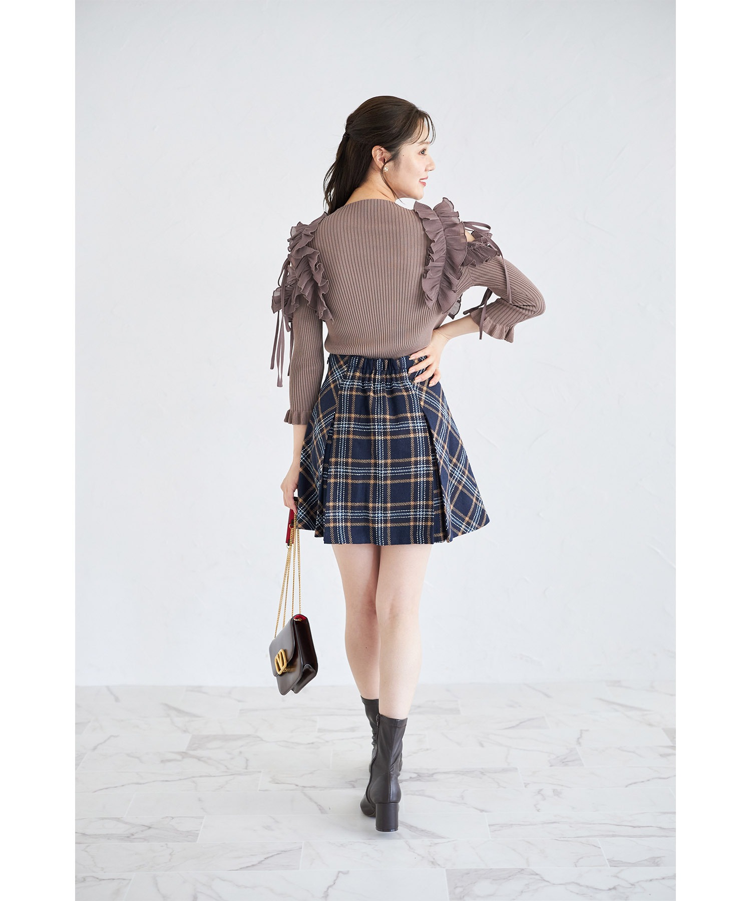 【通販 人気】 トッコクローゼット インナーパンツ付きチェック closet tocco ワンピース