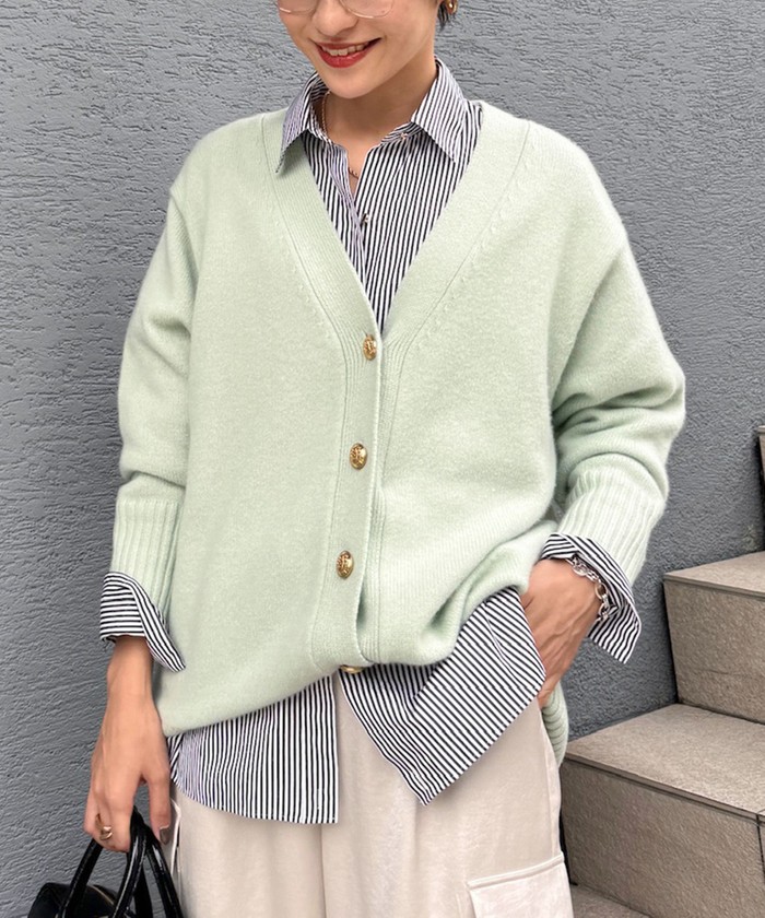 Theoryluxeカーディガン現行品 theory luxe 24AW ウォッシャブル ミディ丈 Vネックカーディガン
