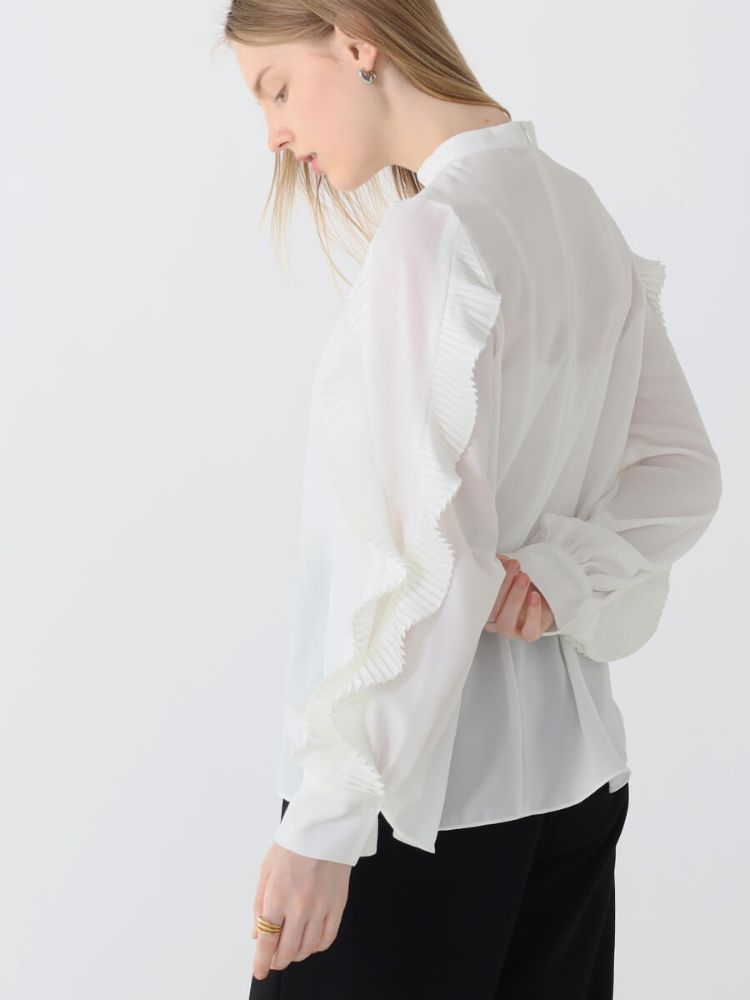今期新品ヤマダヤAga ロングスリーブプリーツフリルブラウスプリーツカットソー セール 27%OFF】アーガ Aga ロングスリーブプリーツフリル
