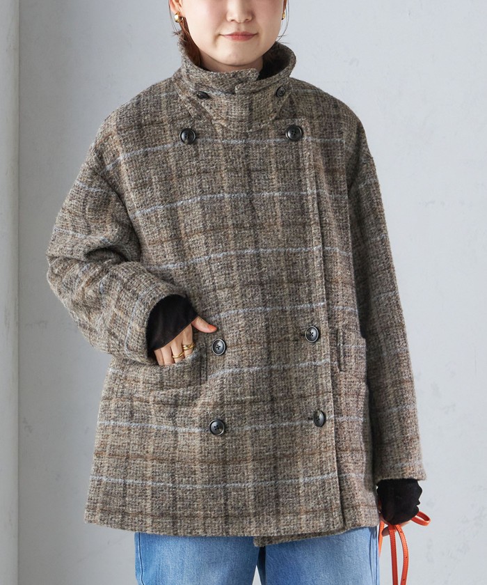 セール 30%OFF】スライバー チェック ショート Pコート