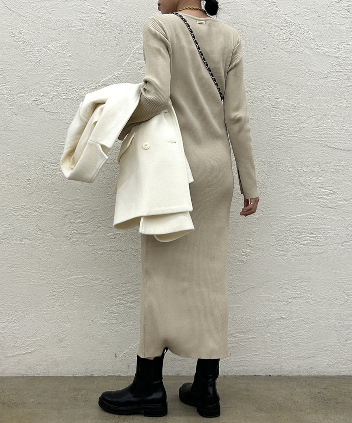 ラウンジドレス Loungedress シンプルリブニットワンピース