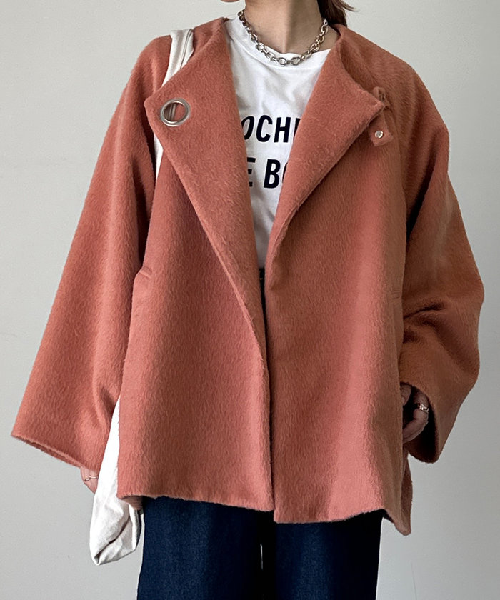 クーポン】【セール 61%OFF】【un dix cors】シャギーノーカラー