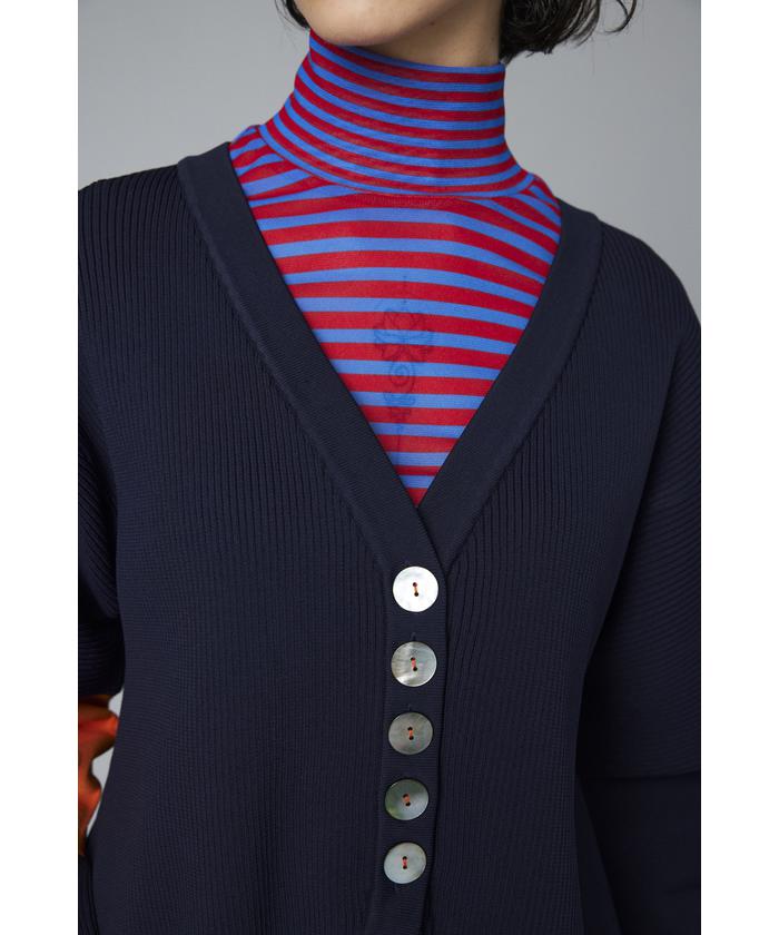ヘリンドットサイ　カーディガン　ネイビー　Sheer hem cardigan ヘリンドットサイ HeRIN.CYE ［予約］Sheer hem cardigan （NVY