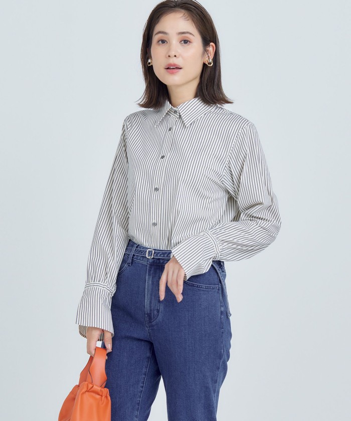 コンパクトシャーティング フレア袖シャツ セール 30%OFF】コンパクトシャーティング フレア袖シャツ