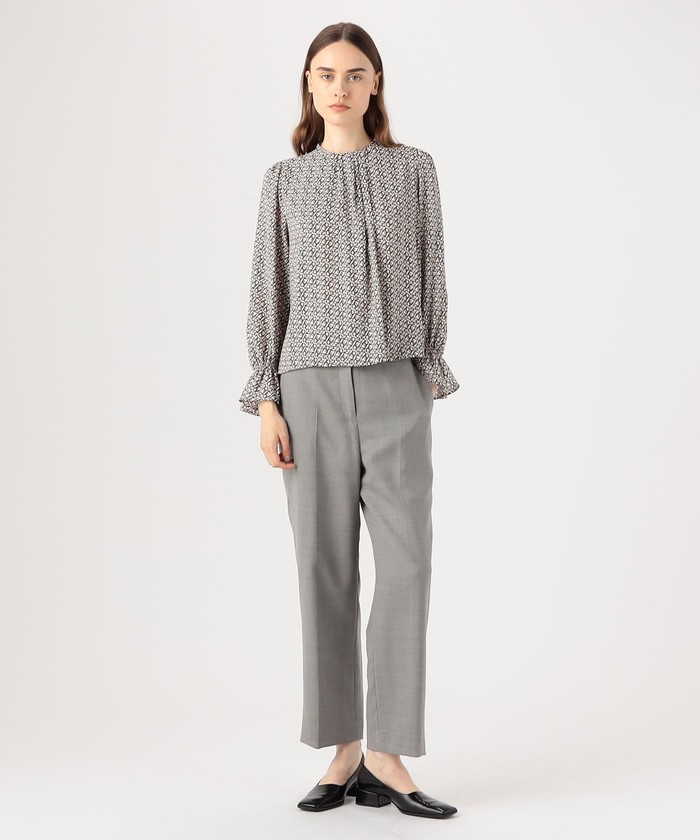 Ballsey★美品★BBカリグラフィプリント タックネックブラウス セール 30%OFF】BBカリグラフィプリント タックネックブラウス