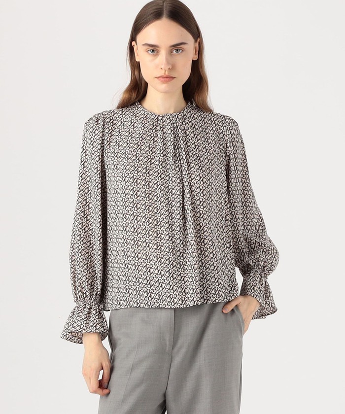 Ballsey★美品★BBカリグラフィプリント タックネックブラウス セール 30%OFF】BBカリグラフィプリント タックネックブラウス